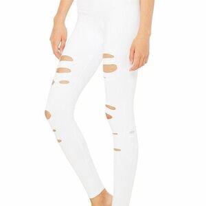 ALO Yoga Women's White Distressed Leggings
